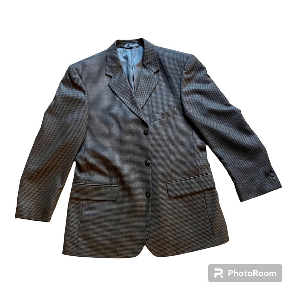 Burt Pulitzer blazer - 44R - handsome ck fabric - excellent condition! Blk/Brown